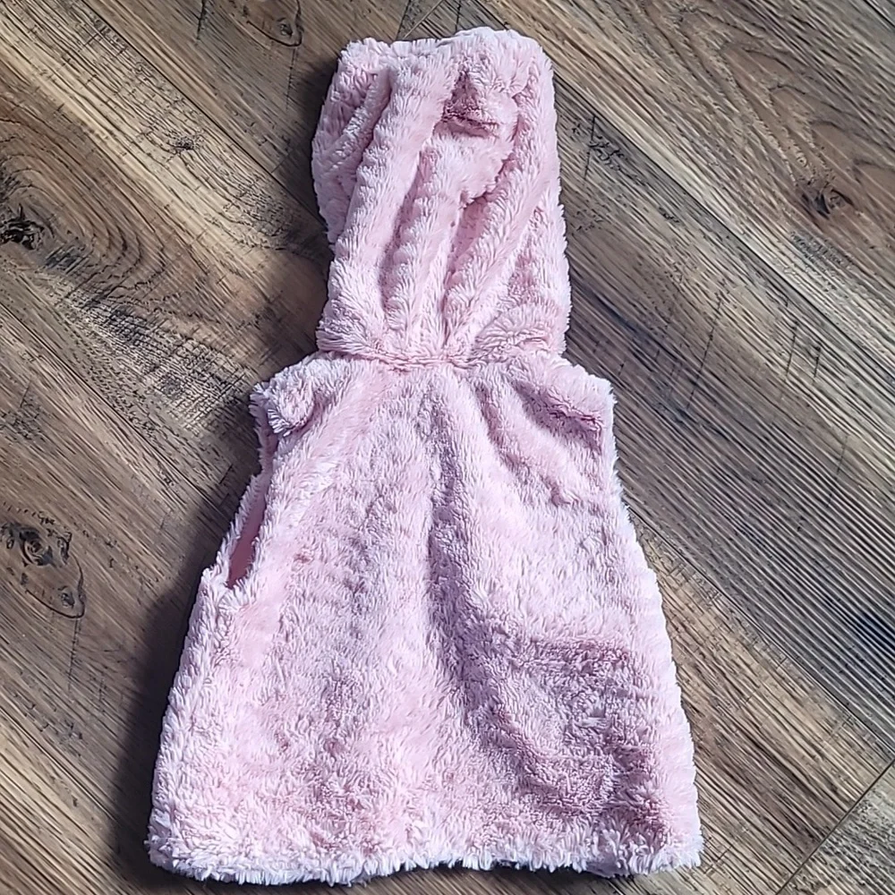 Wonder Nation Fleece Hooded Vest, Size 3T, Blush Pink, Soft